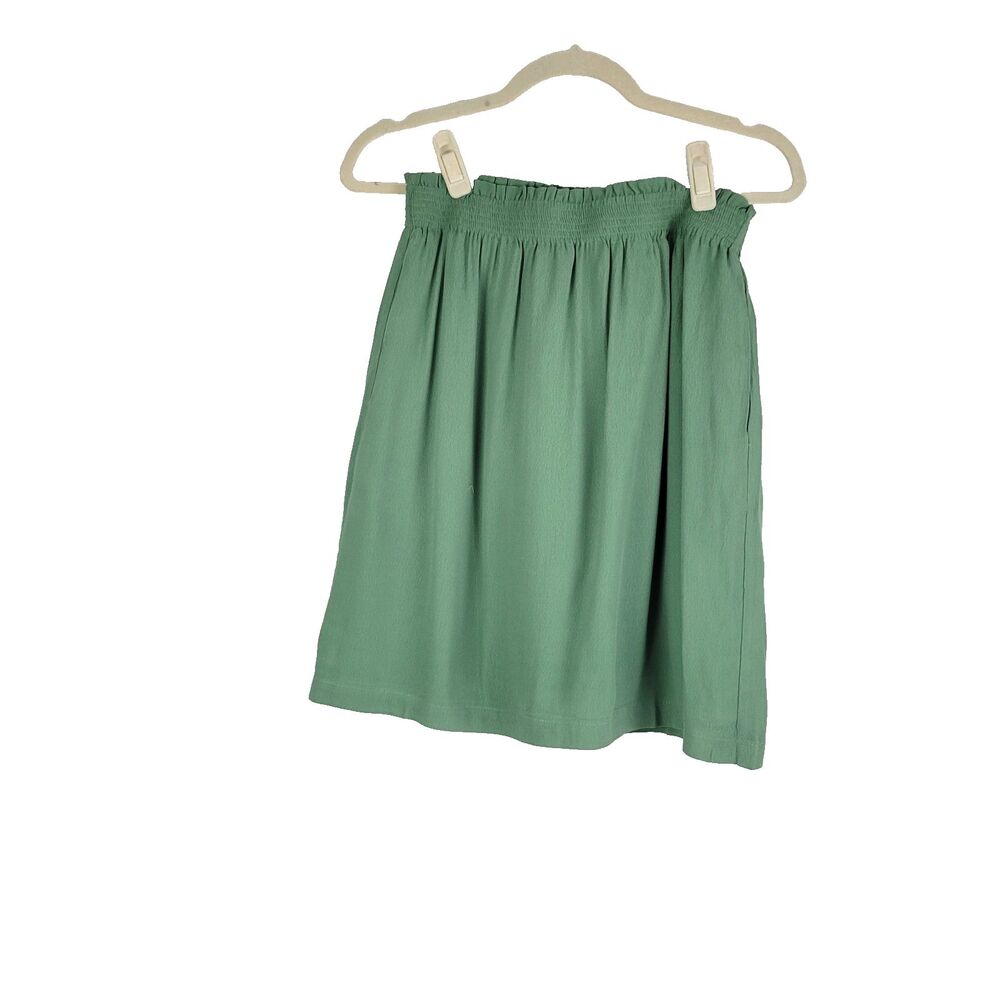 Tulip B Womens Size S Smocked Waist Mini Skirt Sage Green Lined Textured NWT